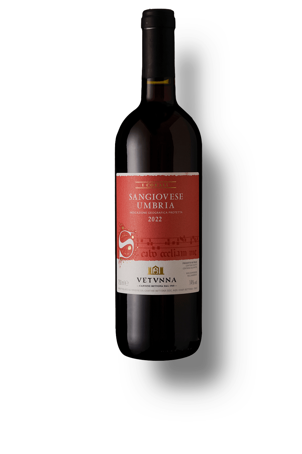 Vinho Cantine Bettona Tinto Seco Itália Umbria Sangiovese 2022 750ml